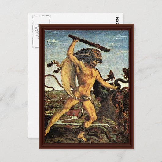 Hercules en de hydra van Pollaiuolo Antonio Briefkaart (Voorkant / Achterkant)