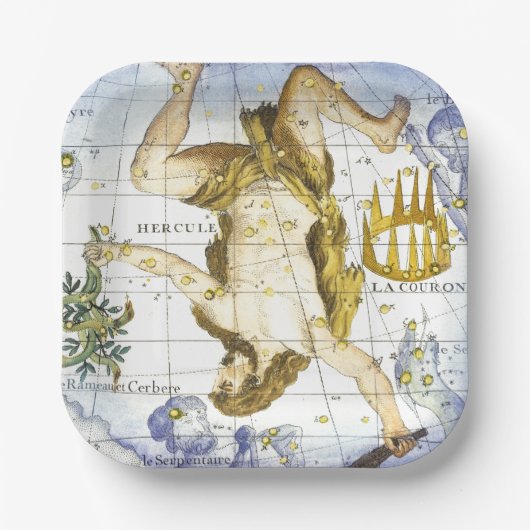 Hercules en de kroon  hemelse kaart papieren bordje (Voorkant)