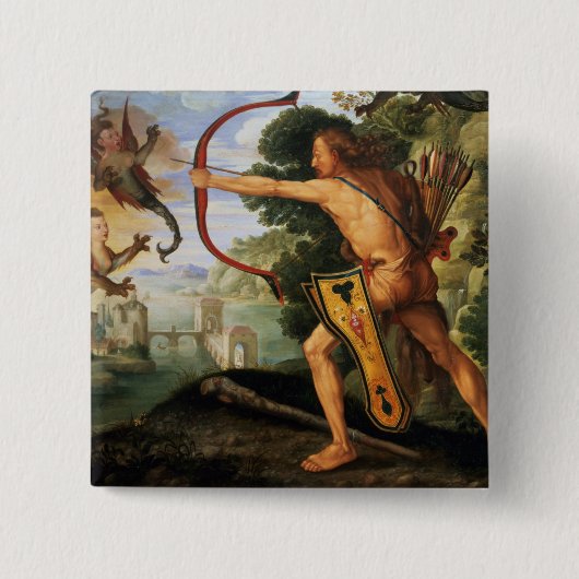 Hercules en de Stymfaliaanse vogels, 1600 Vierkante Button 5,1 Cm (Voorkant)