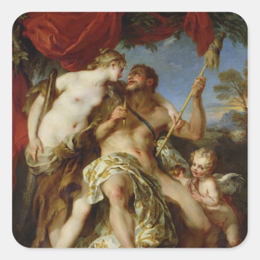 Hercules en Omphale, 1724 Vierkante Sticker (Voorkant)