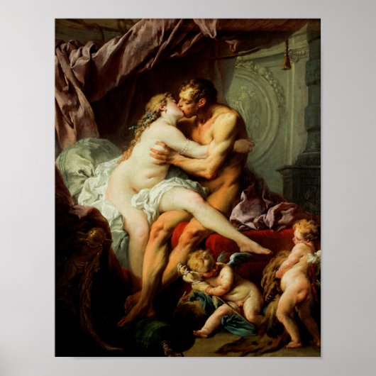 Hercules en Omphale van Francois Boucher Poster (Voorkant)