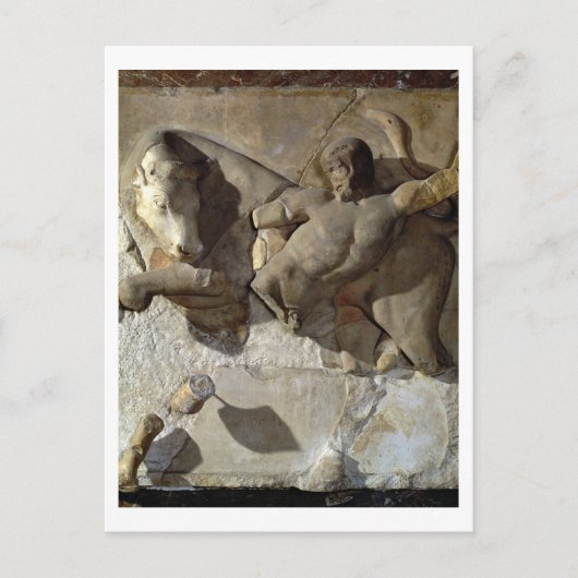 Hercules Fighting the Cretan Bull, een van de seri Briefkaart (Voorkant)