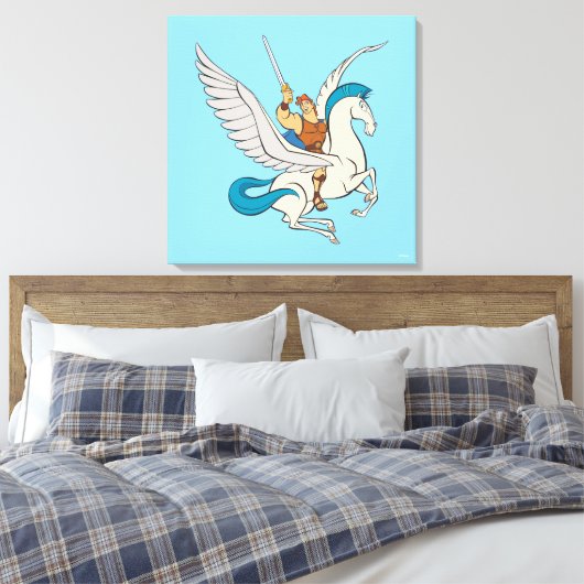 Hercules Riding Pegasus Canvas Print (Insitu (Slaapkamer))
