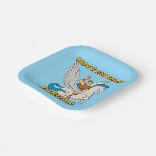 Hercules Riding Pegasus Paper Plates Papieren Bordje (Gebogen)