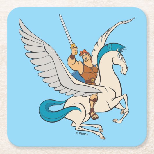 Hercules Riding Pegasus Square Paper Coaster Kartonnen Onderzetters (Voorkant)