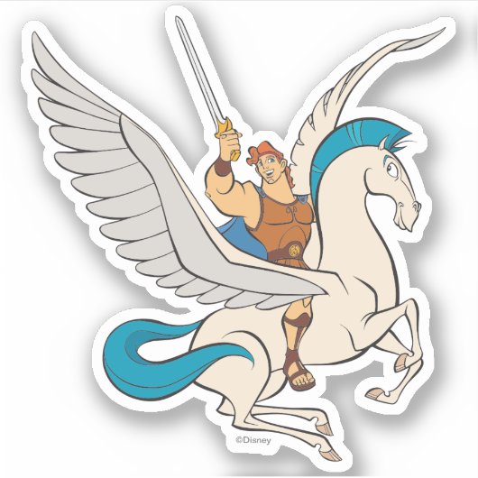 Hercules Riding Pegasus Sticker (Voorkant)