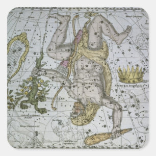 Hercules, uit 'A Celestial Atlas', café in 1822 ( Vierkante Sticker