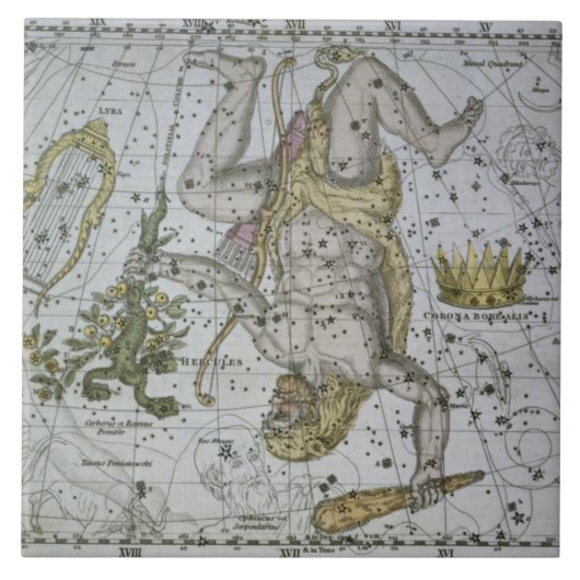 Hercules uit 'A Celestial Atlas', pub. in 1822 ( Tegeltje (Voorkant)