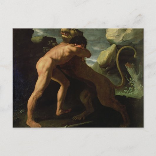 Hercules vecht met de Nemean Lion Briefkaart (Voorkant)