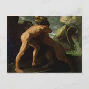Hercules vecht met de Nemean Lion Briefkaart