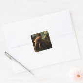 Hercules vecht met de Nemean Lion Vierkante Sticker (Envelop)