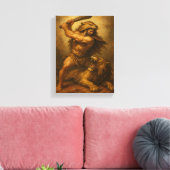 Hercules vecht tegen leeuw met Nemean Pelt Canvas Afdruk (Insitu (Woonkamer))