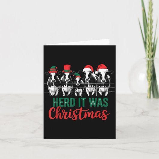 Herd It Was Christmas Cute Festive Cows Xmas Holid Kaart (Voorkant)
