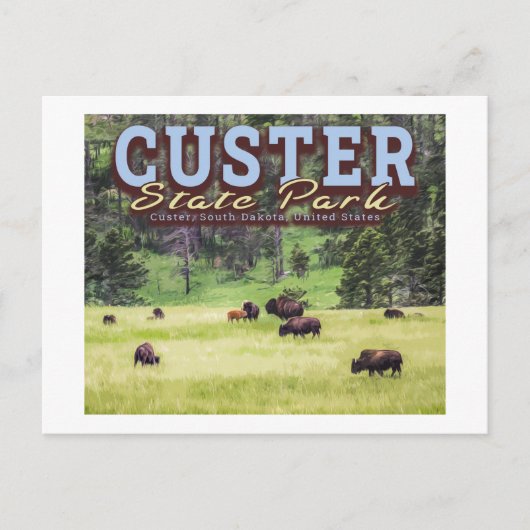 HERD OF BISON - CUSTER STATE PARK - SOUTH DAKOTA BRIEFKAART (Voorkant)