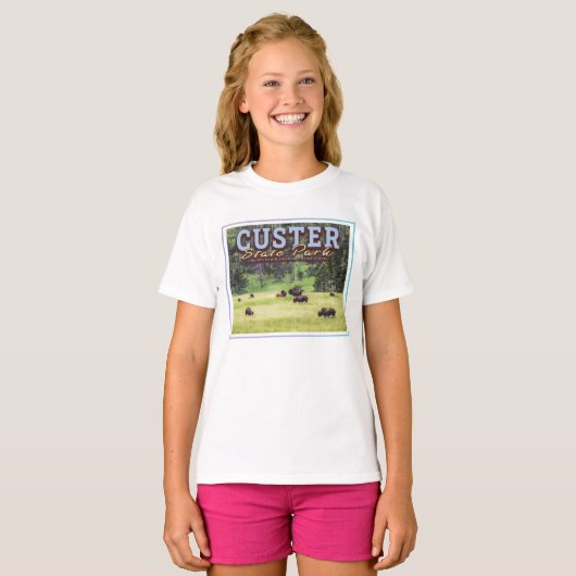 HERD OF BISON - CUSTER STATE PARK - SOUTH DAKOTA T-SHIRT (Voorkant volledig)