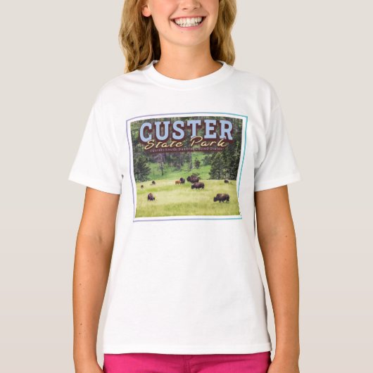HERD OF BISON - CUSTER STATE PARK - SOUTH DAKOTA T-SHIRT (Voorkant)