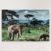 Herd of Elephants in a african field Legpuzzel (Horizontaal)