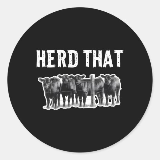 Herd T Black Angus Koe Ronde Sticker (Voorkant)