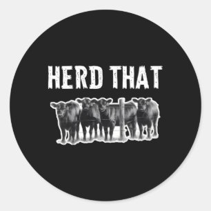 Herd T Black Angus Koe Ronde Sticker