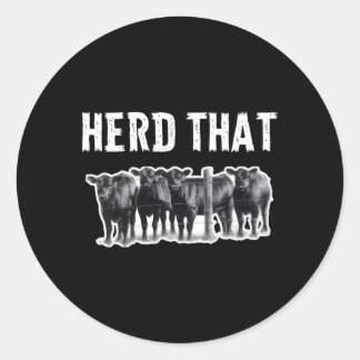 Herd T Black Angus Koe Ronde Sticker