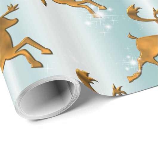 Herd van de Golden Reindeer op IJskerst Cadeaupapier (Rol Hoek)