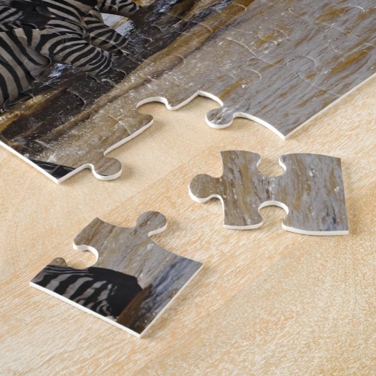 Herd van de Zebras van Burchell drink Mara Legpuzzel (Zijkant)