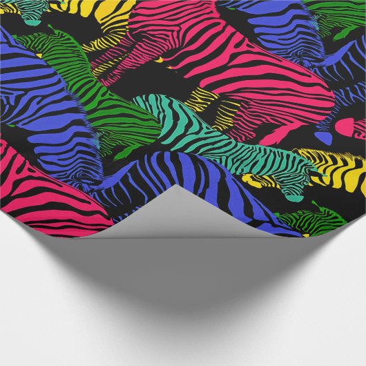 Herd van Fantasy Colored Zebra Cadeaupapier (Hoek)