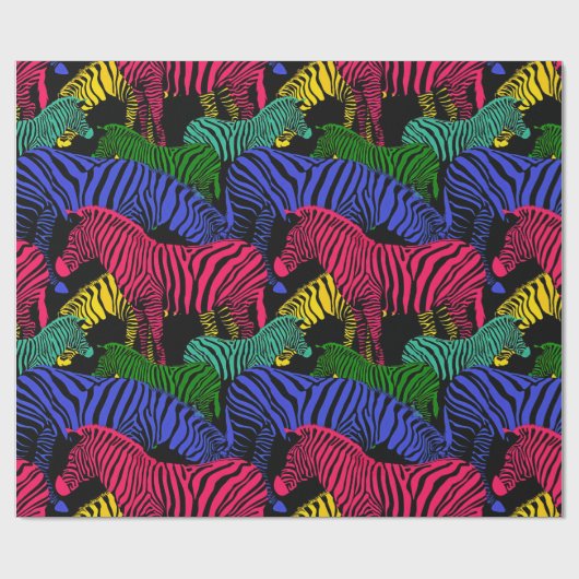 Herd van Fantasy Colored Zebra Cadeaupapier (Vlak)