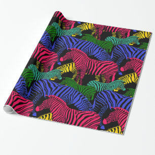 Herd van Fantasy Colored Zebra Cadeaupapier