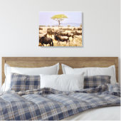 Herd van GNU Wildbeest Canvas Afdruk (Insitu (Slaapkamer))