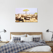 Herd van GNU Wildbeest Canvas Afdruk (Insitu (Slaapkamer))