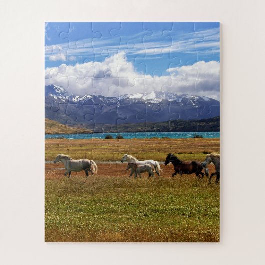 Herd van paarden Galloping in Field Legpuzzel (Verticaal)