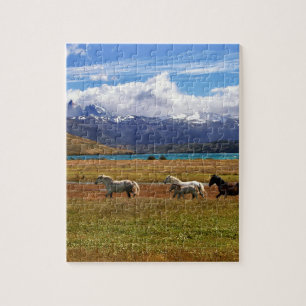 Herd van paarden Galloping in Field Legpuzzel
