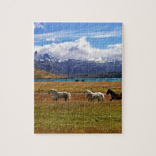 Herd van paarden Galloping in Field Legpuzzel (Verticaal)