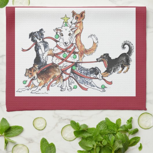 Herdehond Kerstkeukenhanddoeken Theedoek (Gevouwen)