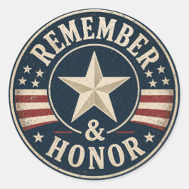 Herdenk & Eer Oude Patriottische Memorial Day Ronde Sticker