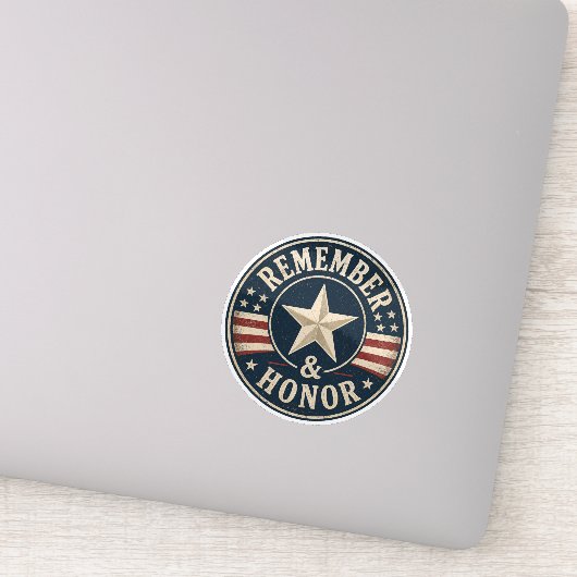 Herdenk & Eer Oude Patriottische Memorial Day Sticker (Detail)