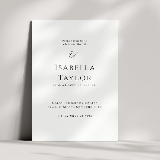 Herdenken met elegantie: een viering van het leven kaart