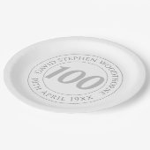 Herdenking 100e verjaardag van de geboorte papieren bordje (Gekanteld)