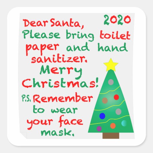 Herdenking 2020 Kerstmis Vierkante Sticker (Voorkant)