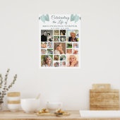 Herdenking 21 Foto Collage Botanisch Hart Bladeren Poster (Keuken)