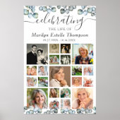 Herdenking 21 Foto Collage Eucalyptus Schrift Poster (Voorkant)