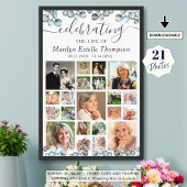 Herdenking 21 Foto Collage Eucalyptus Script Poster