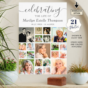 Herdenking 21 Foto Collage Minimaal Script Poster