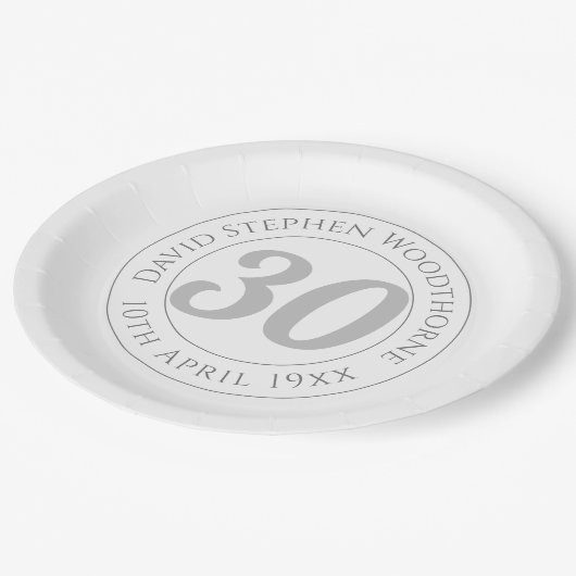 Herdenking 30e verjaardag van de verjaardag papieren bordje (Gekanteld)
