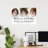 Herdenking 3 foto's script Voor altijd in onze har Poster (Thuiskantoor)