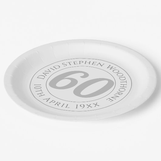 Herdenking 60ste verjaardag van de verjaardag van  papieren bordje (Gekanteld)