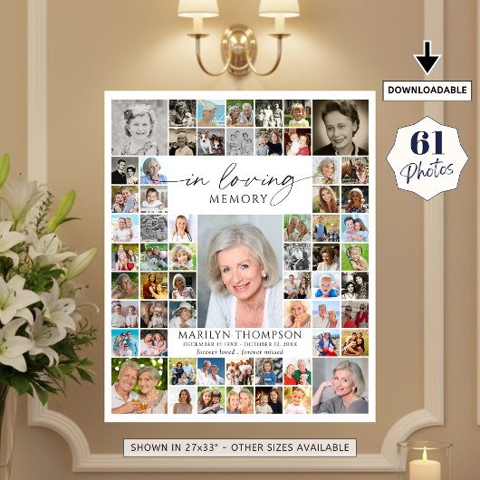 Herdenking 61 Foto Collage Ter liefdevolle herinne Poster