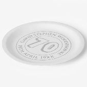 Herdenking 70ste verjaardag van de verjaardag van  papieren bordje (Gekanteld)