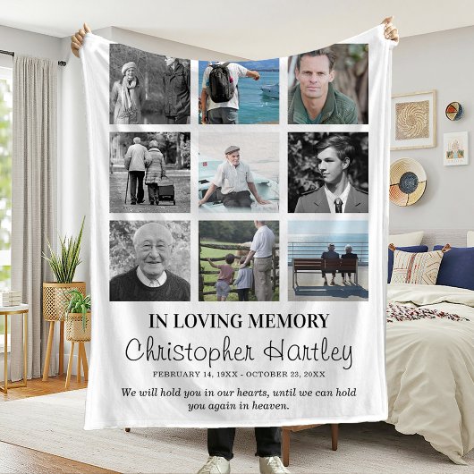 Herdenking 9 Foto Collage Herinnering Fleece Deken